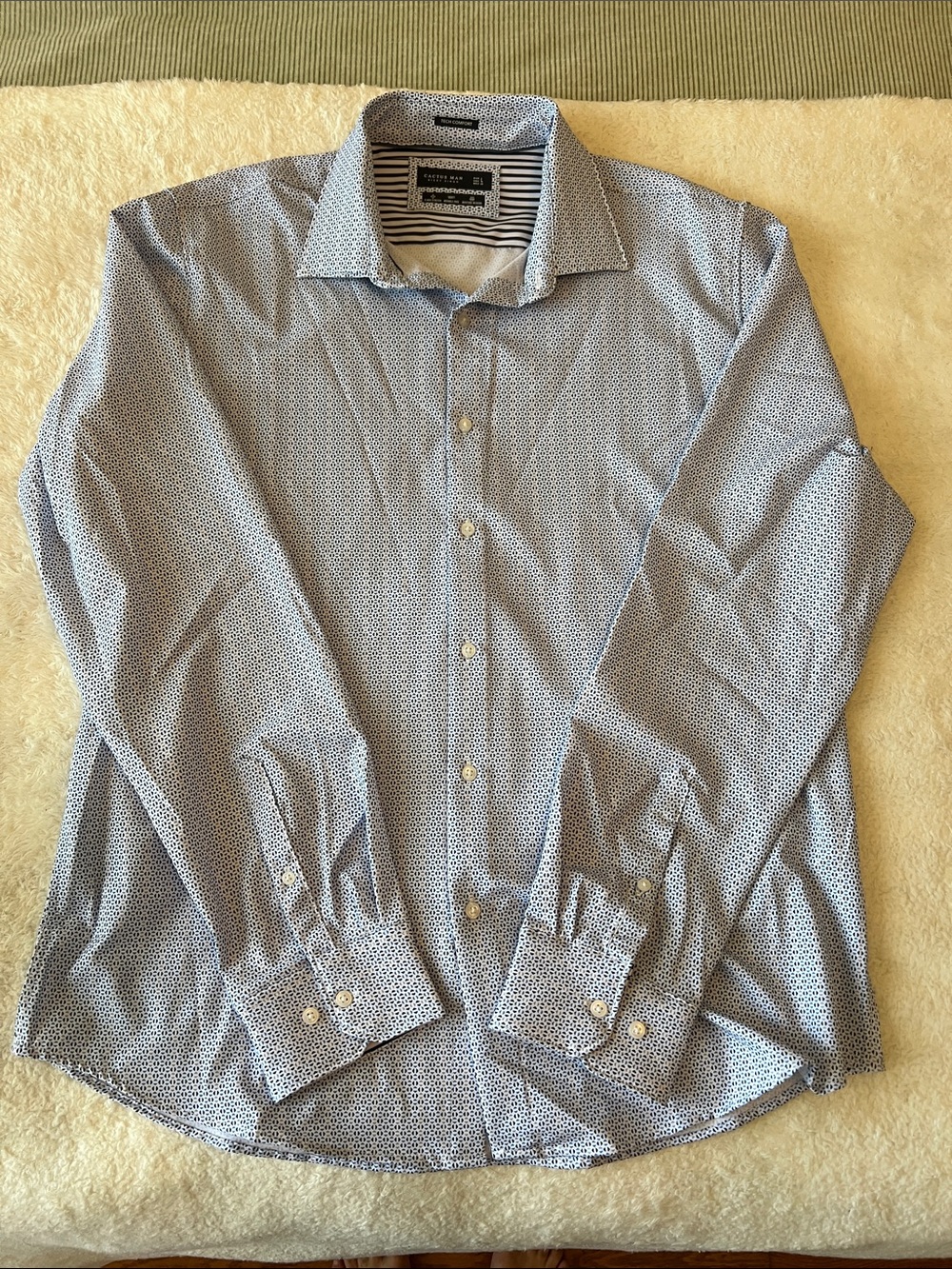 3 Men's Light Blue Micro-Print Dress Shirts